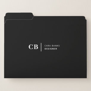 Modern Black and White Trendy Stylish Monogram File Folder