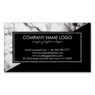 Modern Black And White Triangle Marble Stone Magnetic Business Card