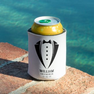 Modern Black and White Tuxedo Groomsman Gift