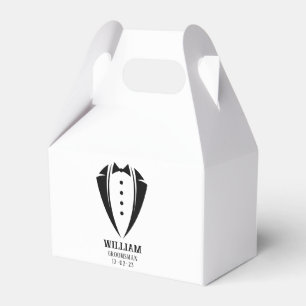 Modern Black and White Tuxedo Groomsman Gift Favor Boxes