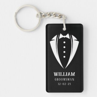 Modern Black and White Tuxedo Groomsman Gift