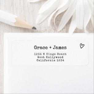 Modern Black and White Typewriter Text Wedding Label