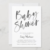 Modern Black and White Typography Baby Shower Invitation (Front)