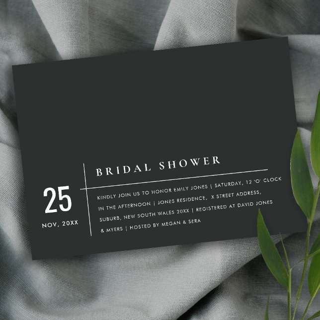 MODERN BLACK AND WHITE TYPOGRAPHY BRIDAL SHOWER INVITATION (Creator Uploaded)