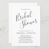 Modern Black and White Typography Bridal Shower Invitation (Front/Back)