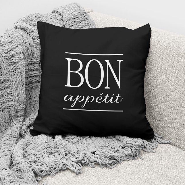 Modern Black And White Typography Kitchen Quote Throw Pillow (Creator Uploaded)