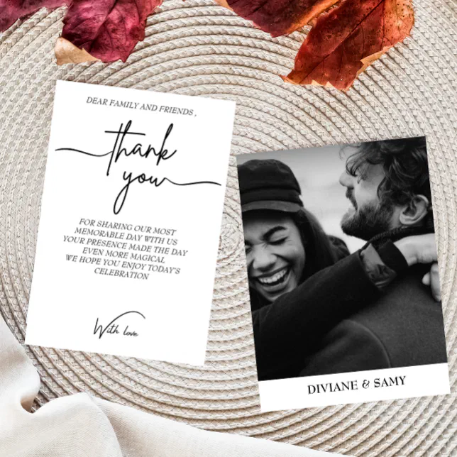 Modern Black and white Typography Photo thank you Card | Zazzle