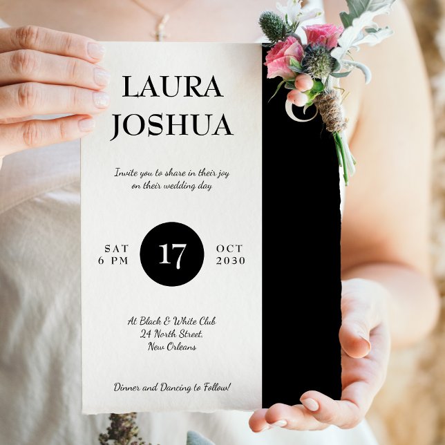 Modern black and white typography wedding invitation (Creator Uploaded)