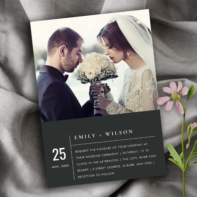 MODERN BLACK AND WHITE TYPOGRAPHY WEDDING PHOTO INVITATION (Creator Uploaded)