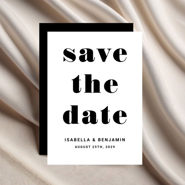 Modern Black And White Typography Wedding Save The Date (Modern Black White Typography Wedding Save The Date)