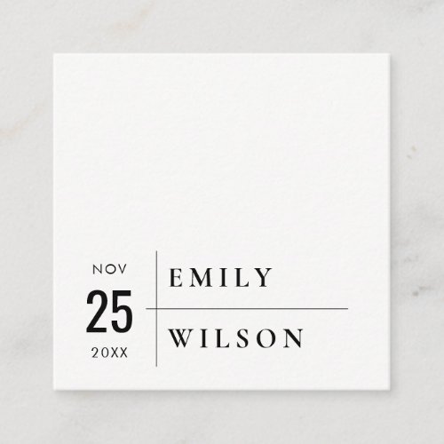 MODERN BLACK AND WHITE TYPOGRAPHY WEDDING WEBSITE SQUARE BUSINESS CARD