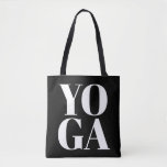 Modern black and white typography yoga workout tote bag<br><div class="desc">Modern black and white typography yoga workout Tote Bag. Custom tote bags for friends and family. Minimalist design with big letters. Trendy shoulder bags for yoga lover,  student,  teacher,  instructor,  personal trainer,  fitness fan etc. Double sided print with personalized text.</div>
