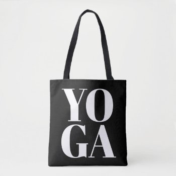 Modern Black And White Typography Yoga Workout Tote Bag by logotees at Zazzle