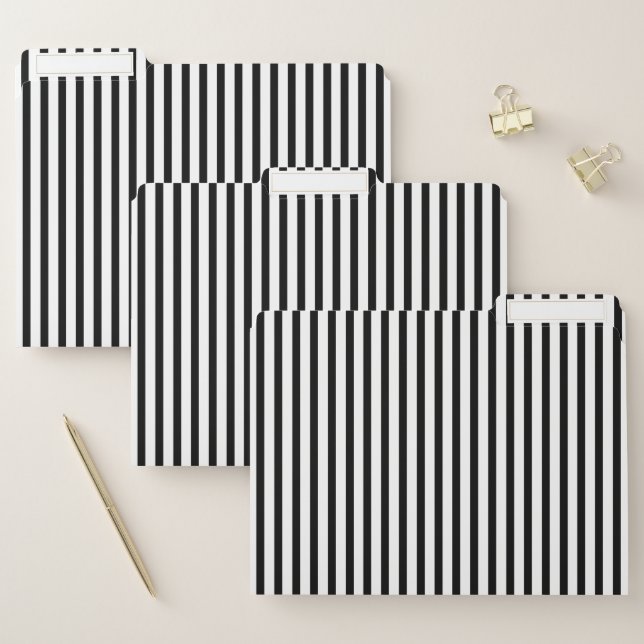 Modern black and white vertical stripes pattern file folder (Set)