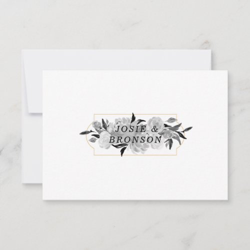 Modern Black and White Watercolor Floral Thank You