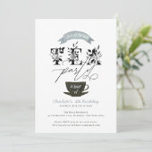 Modern Black and White Watercolor Tea Party Invitation | Zazzle