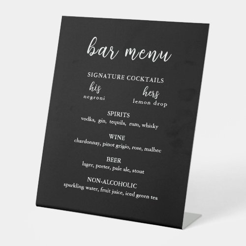 Modern Black and White Wedding Bar Sign