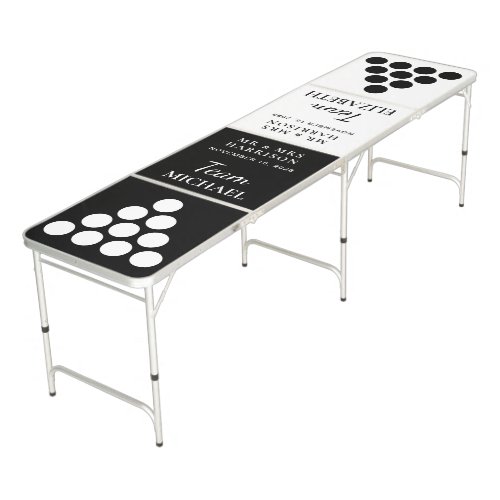 Modern Black And White Wedding Beer Pong Table
