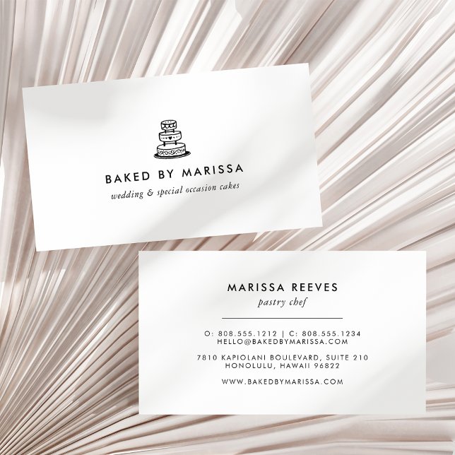 Modern Black and White Wedding Cake Business Card (Creator Uploaded)