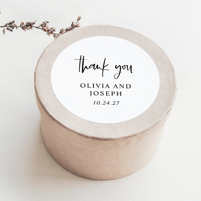 Modern Black and White Wedding Classic Round Sticker (Creator Uploaded)