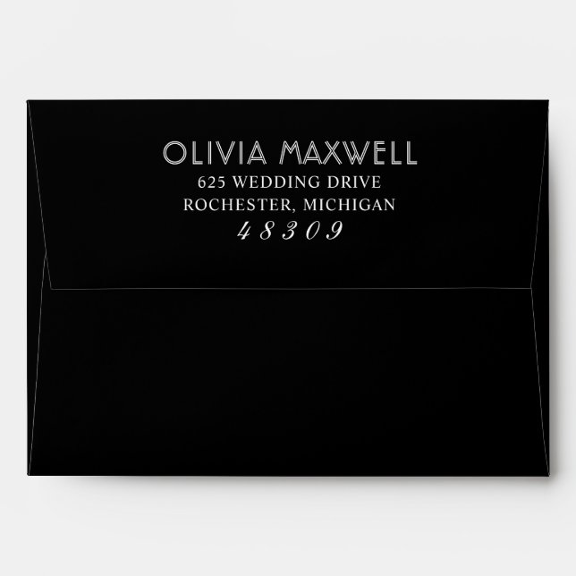 Modern Black and White Wedding Envelope (Back (Top Flap))