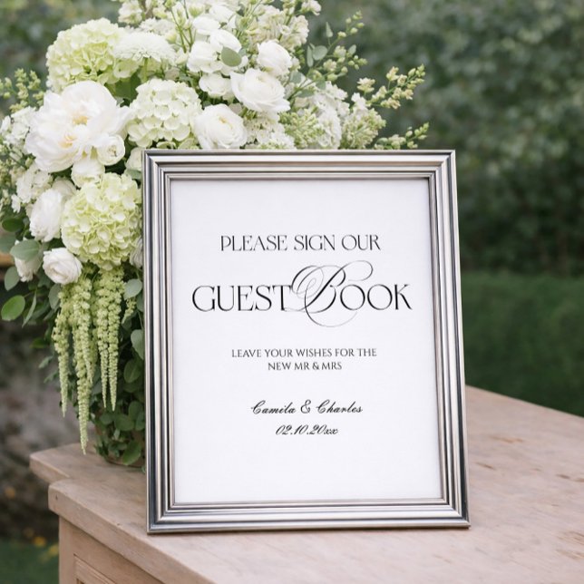 Modern Black and White Wedding Guest Book Poster (Creator Uploaded)