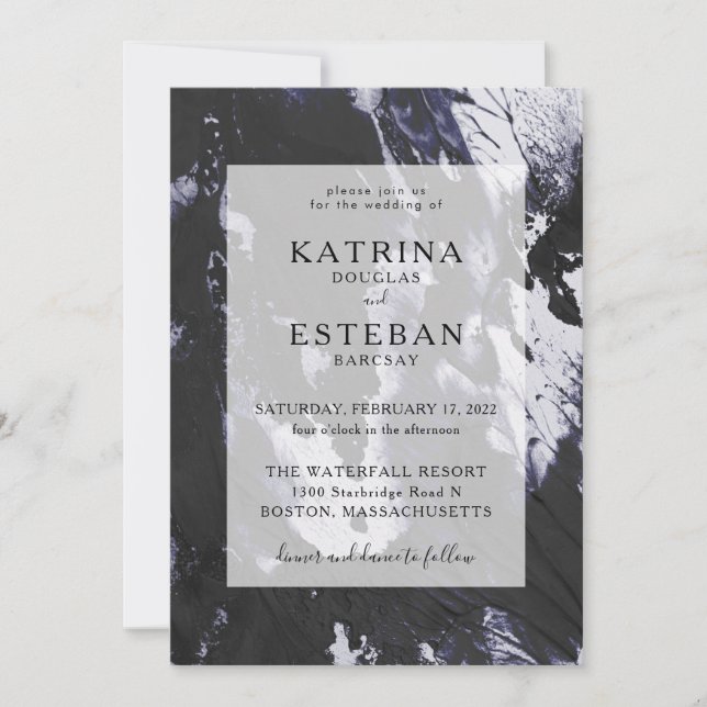 Modern Black and White Wedding Invitation (Front)