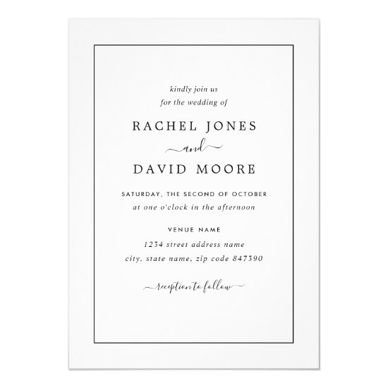 Modern Black And White Wedding Invitation