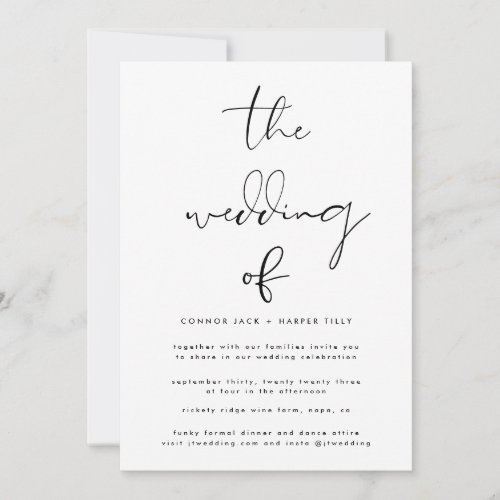 Modern Black and White Wedding Invitation