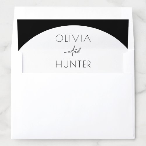 Modern Black and White Wedding Invitation Envelope Liner