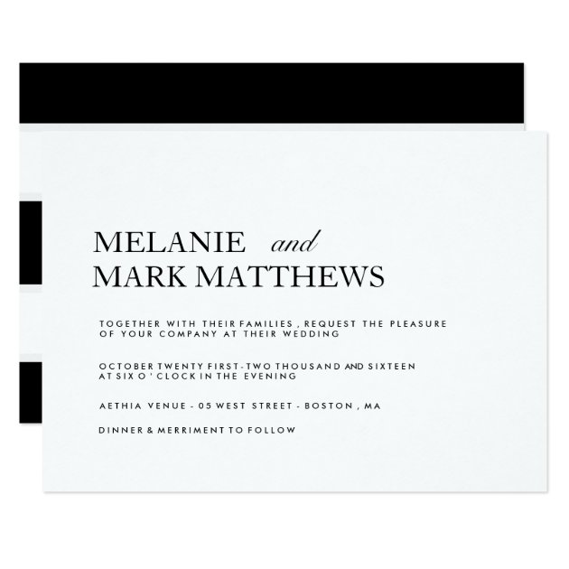 Modern Black And White Wedding Invitations