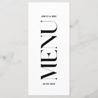 Modern Black and White Wedding Menu