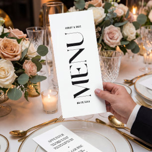 Modern Black and White Wedding Menu