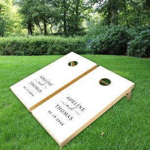 Modern Black and White Wedding Monogram Cornhole Set