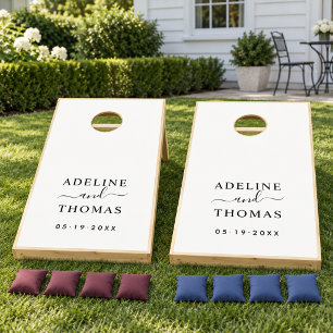 Modern Black and White Wedding Monogram Cornhole Set