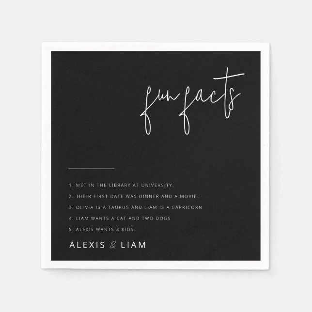 Modern Black and White Wedding Napkins (Front)