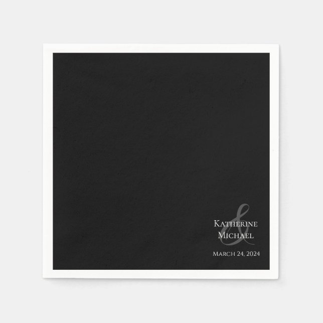 Modern Black and White-Wedding- Napkins (Front)