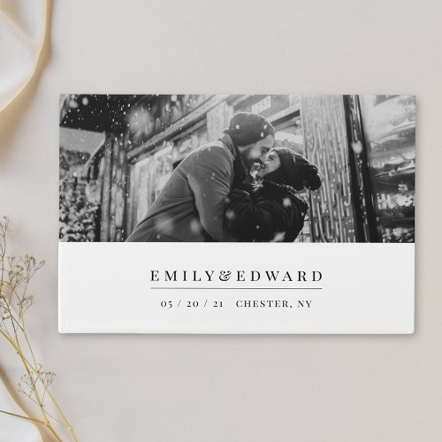 Modern Black and White Wedding Photo Guest Book