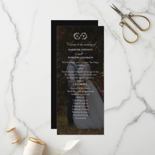 Modern Black And White Wedding Photo Program (Front/Back In Situ)