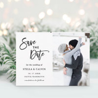 Modern Black and White Wedding Photo Save the Date