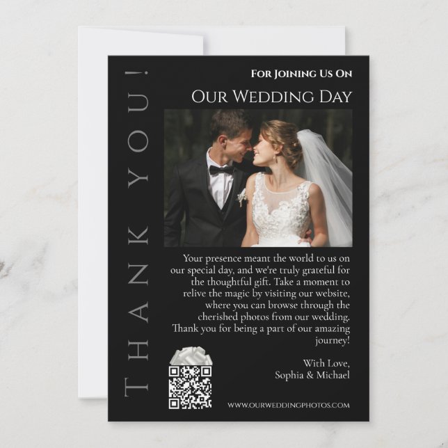 Modern Black and White-Wedding Photo-Thank You- Invitation (Front)