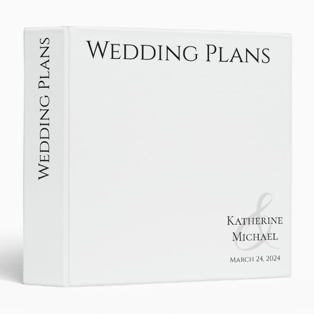 Modern Black and White-Wedding Plans- 3 Ring Binder (Front/Spine)