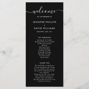 Modern Black and White Wedding Program