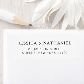 Modern Black and White Wedding Return Address Label