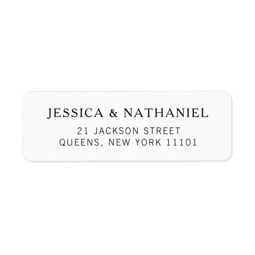 Modern Black and White Wedding Return Address Label