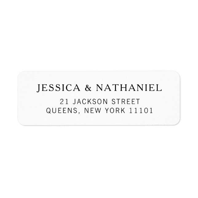 Modern Black and White Wedding Return Address Label (Front)