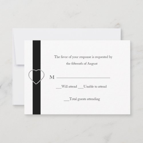 Modern Black and White Wedding RSVP Card