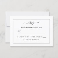 Modern Black And White Wedding RSVP Card