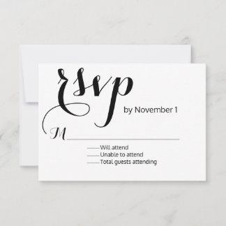 Modern Black and White Wedding RSVP Card
