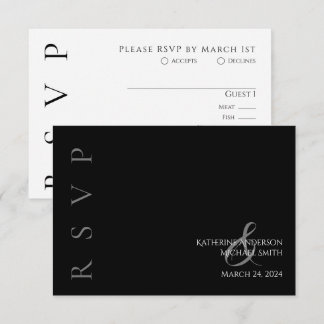 Modern Black and White Wedding RSVP Card